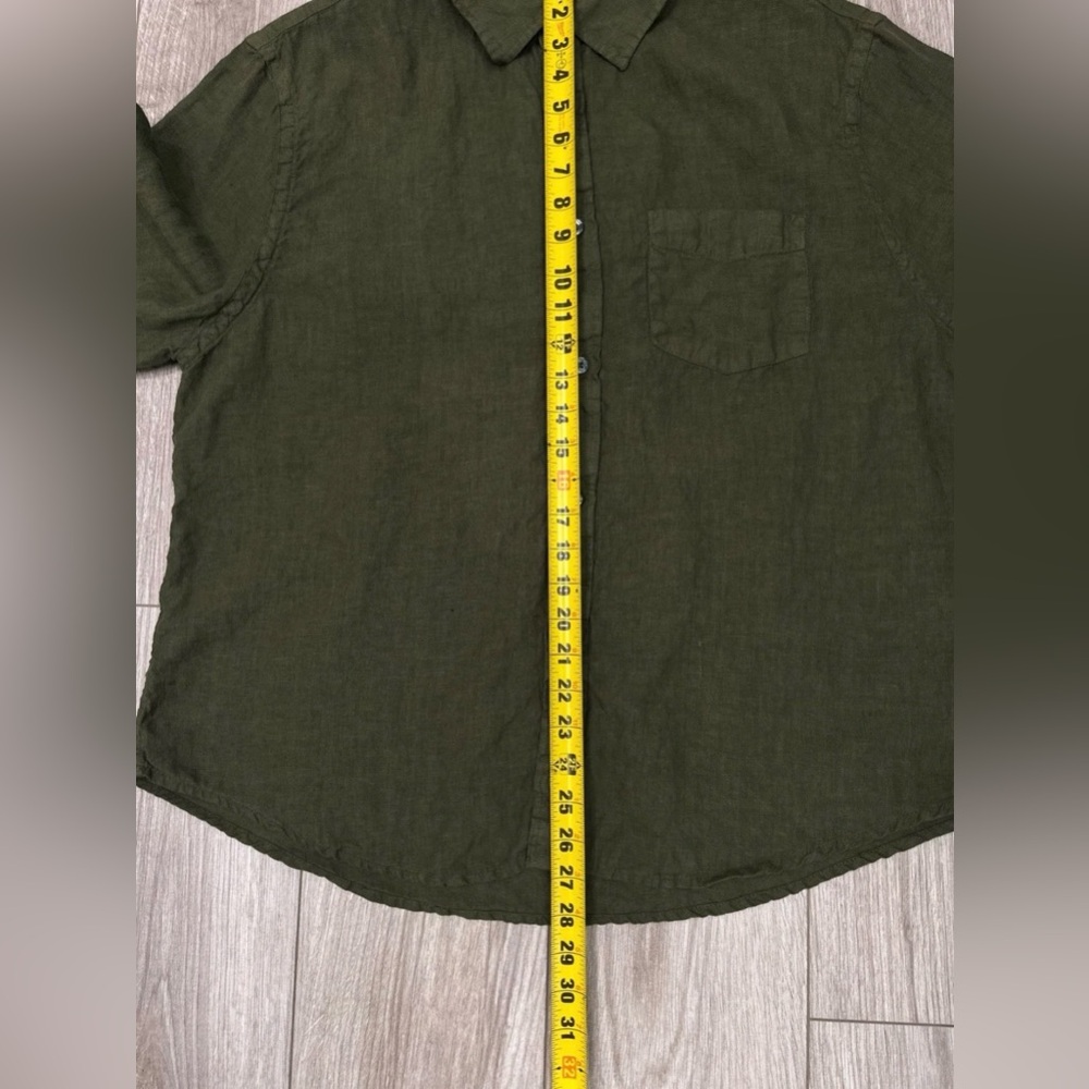 Todd Snyder Olive Button-Down Linen Shirt - Picture 5 of 6